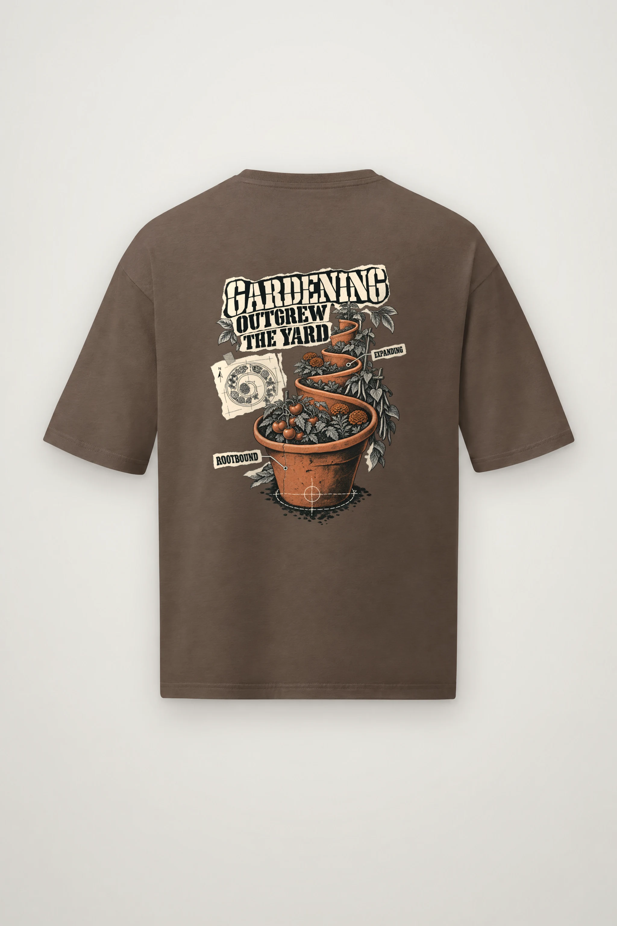 "Gardening Outgrew the Yard" Men's Oversized Heavyweight Crewneck T-Shirt