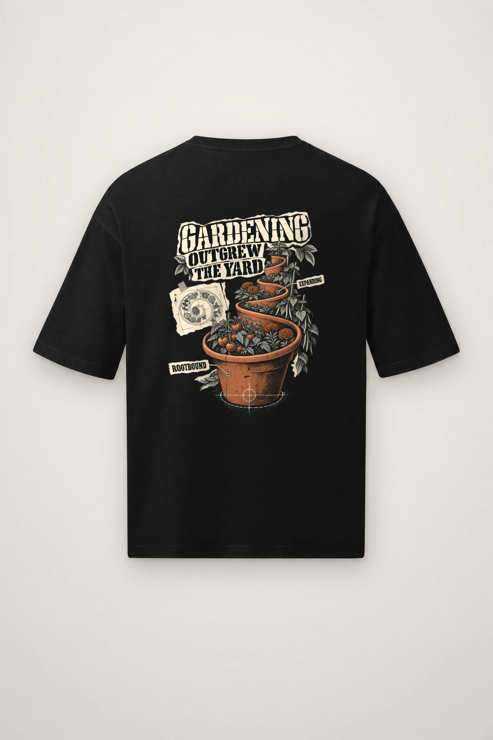 "Gardening Outgrew the Yard" Men's Oversized Heavyweight Crewneck T-Shirt