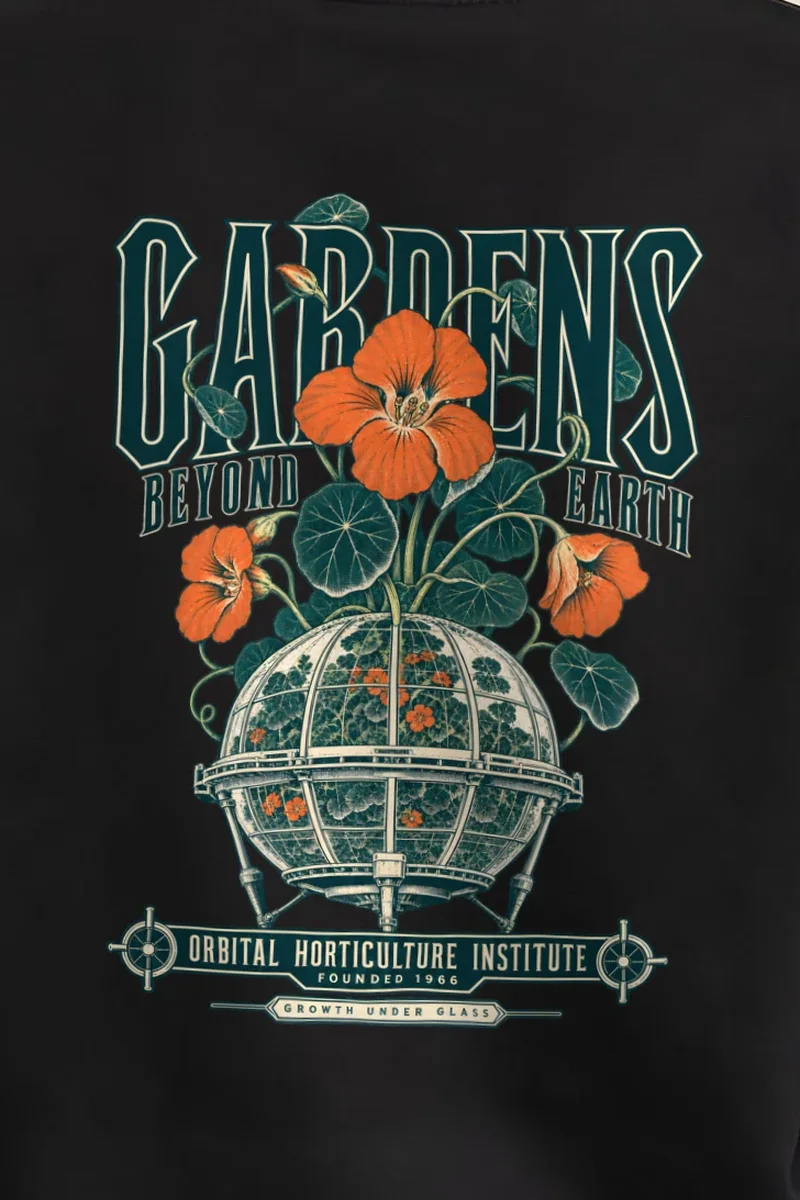 "Gardens Beyond Earth" Heavy Blend Unisex Crewneck Sweatshirt - the graphic up close