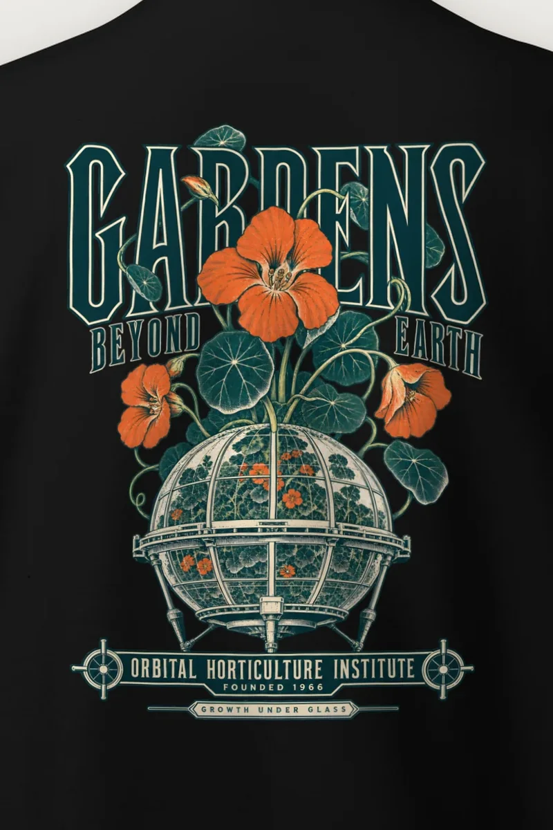 "Gardens Beyond Earth" Heavy Blend Unisex Crewneck Sweatshirt - the graphic up close
