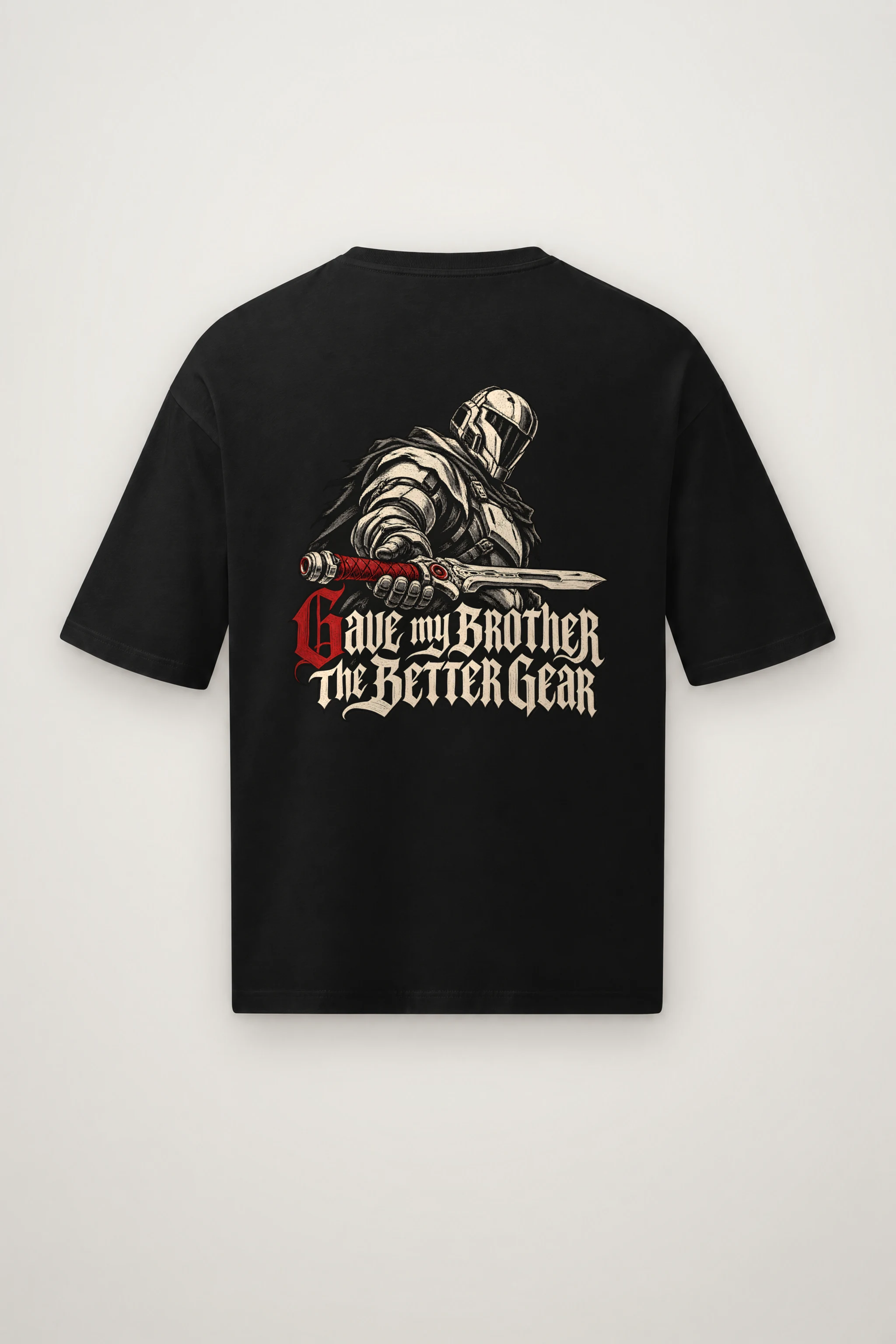 "Gave My Brother the Better Gear" Men's Oversized Heavyweight Crewneck T-Shirt