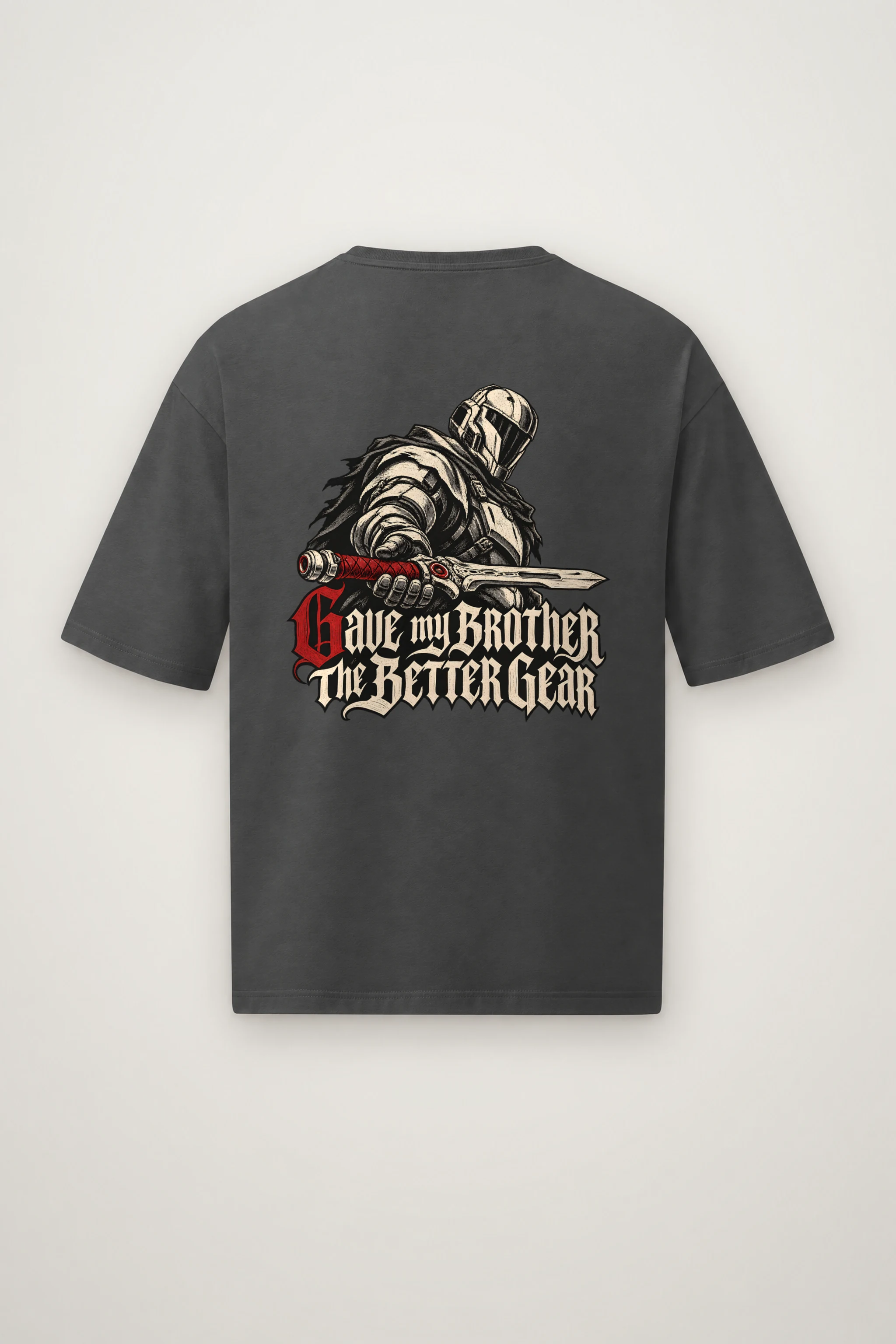 "Gave My Brother the Better Gear" Men's Oversized Heavyweight Crewneck T-Shirt