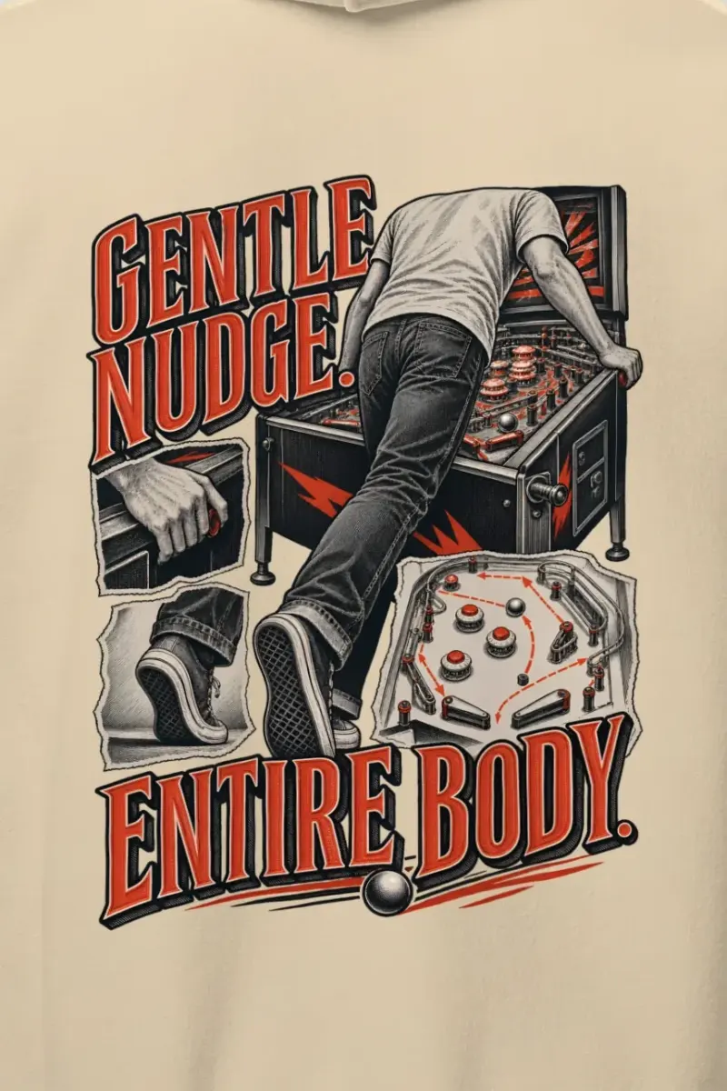 "Gentle Nudge, Entire Body" Heavy Blend Unisex Pullover Hoodie - the graphic up close
