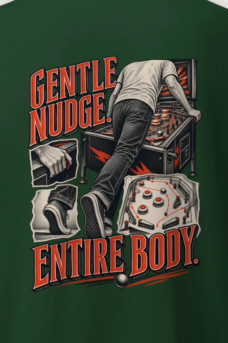 "Gentle Nudge Entire Body" Heavyweight Unisex Crewneck T-shirt - the graphic up close
