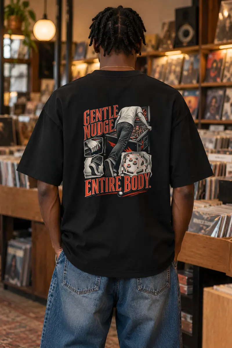 "Gentle Nudge, Entire Body" Unisex Oversized Heavyweight Crewneck T-Shirt