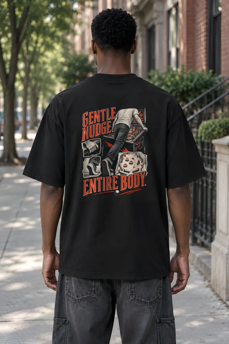 “Gentle Nudge, Entire Body” Men’s Oversized Heavyweight Crewneck T-Shirt