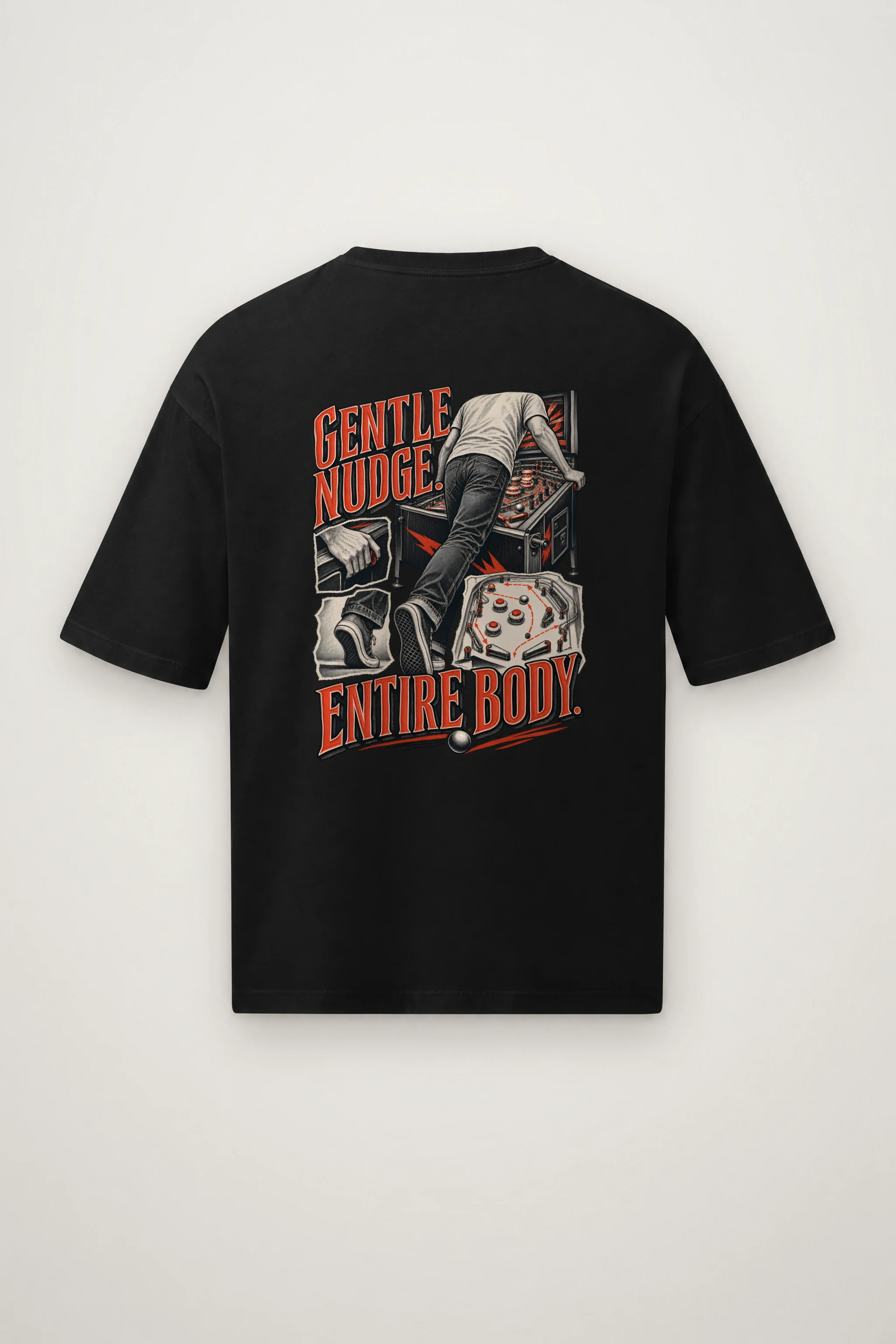 "Gentle Nudge, Entire Body" Men's Oversized Heavyweight Crewneck T-Shirt