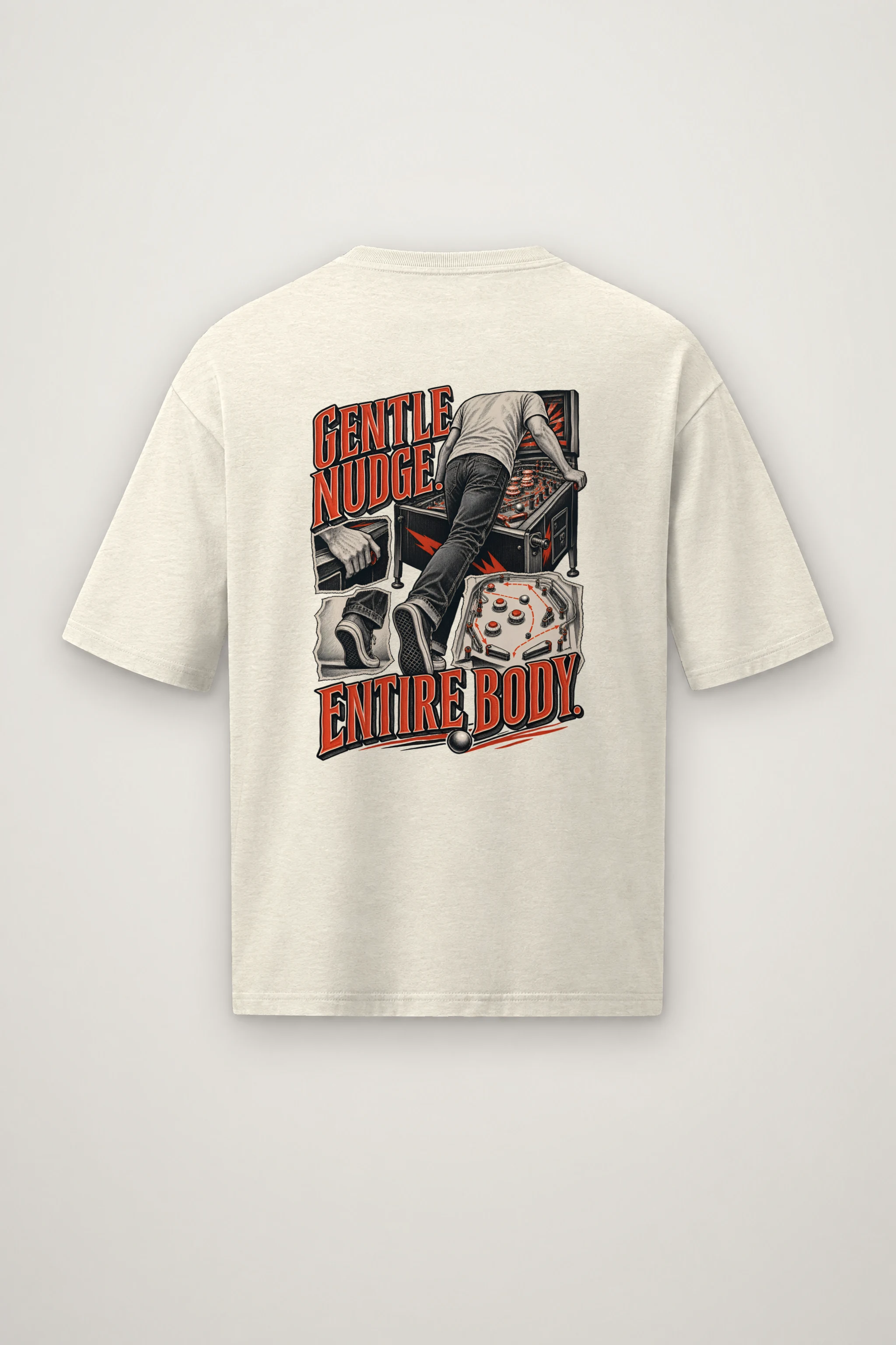 "Gentle Nudge, Entire Body" Men's Oversized Heavyweight Crewneck T-Shirt