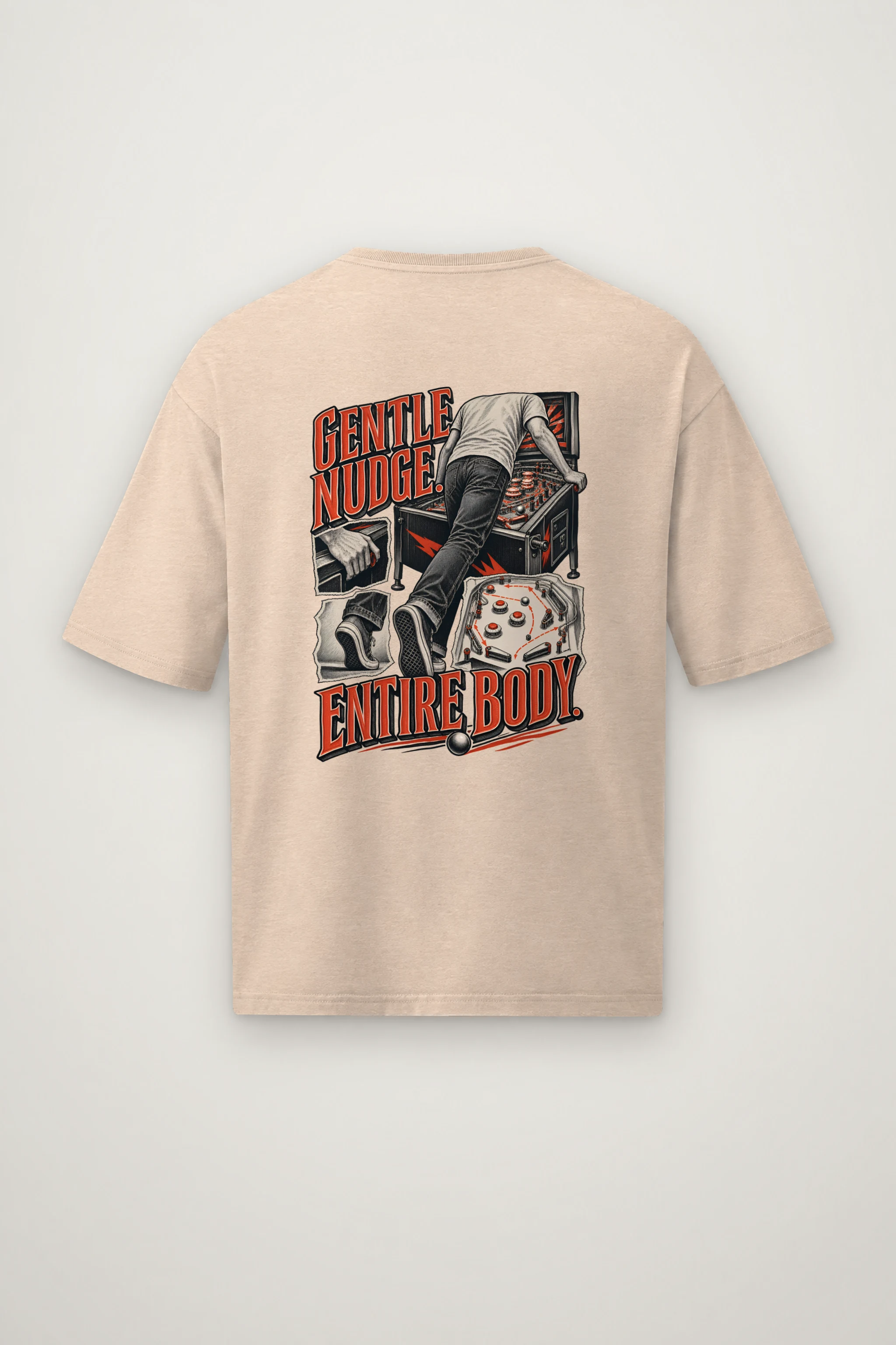 "Gentle Nudge, Entire Body" Men's Oversized Heavyweight Crewneck T-Shirt