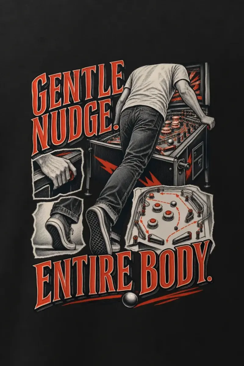 "Gentle Nudge, Entire Body" Men’s Oversized Heavyweight Crewneck T-Shirt - the graphic up close