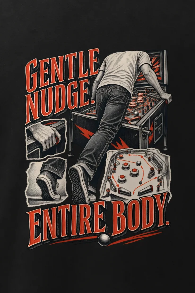 "Gentle Nudge, Entire Body" Men’s Oversized Heavyweight Crewneck T-Shirt - the graphic up close