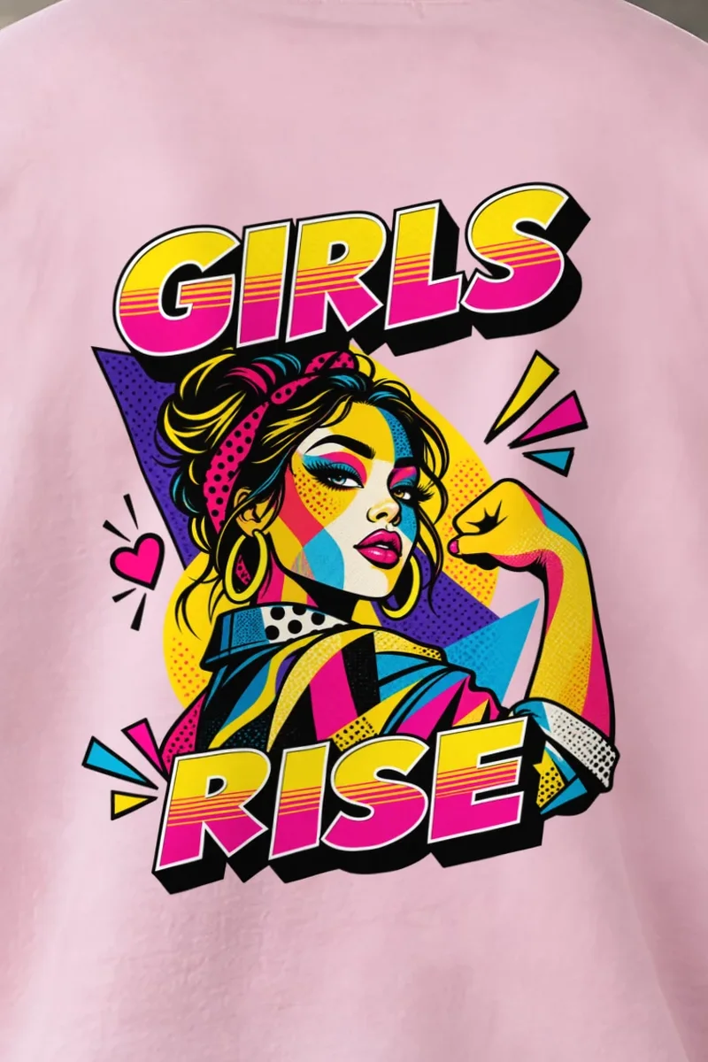 "Girls Rise" 1 Crewneck Sweatshirt - the graphic up close