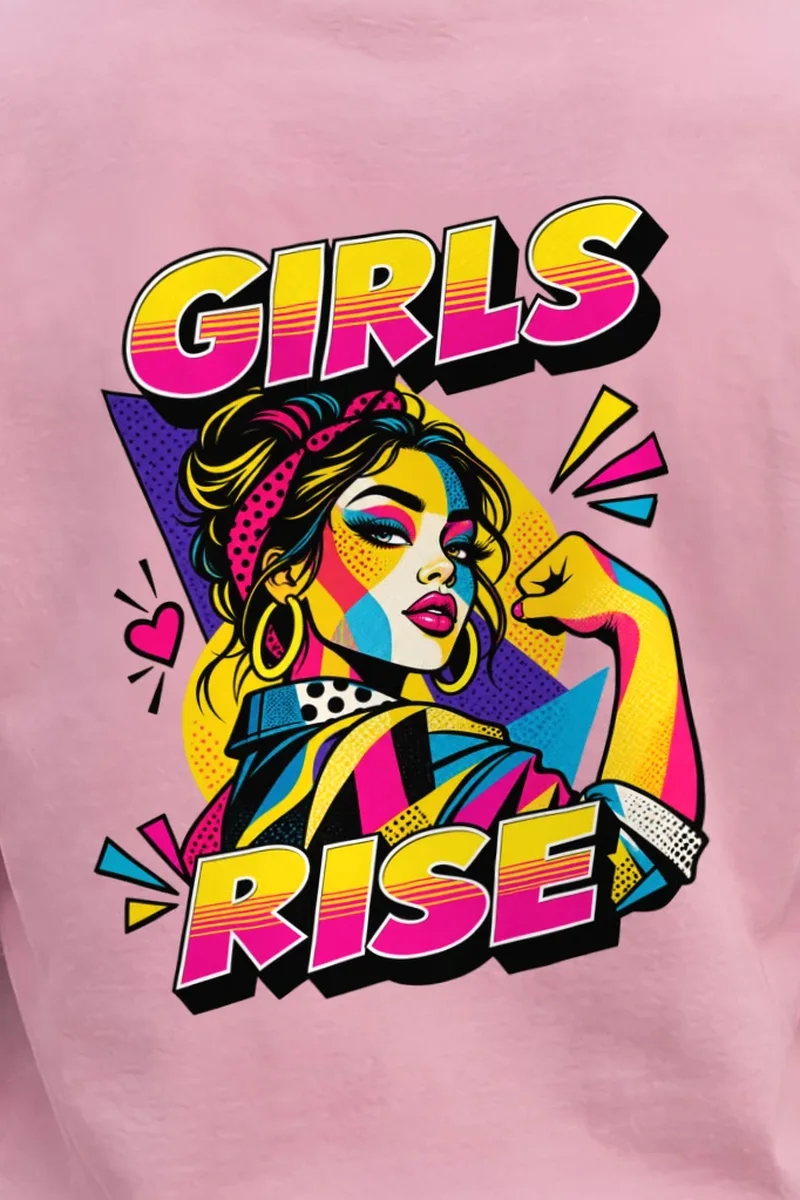 "Girls Rise" Unisex Longsleeve T-shirt - the graphic up close