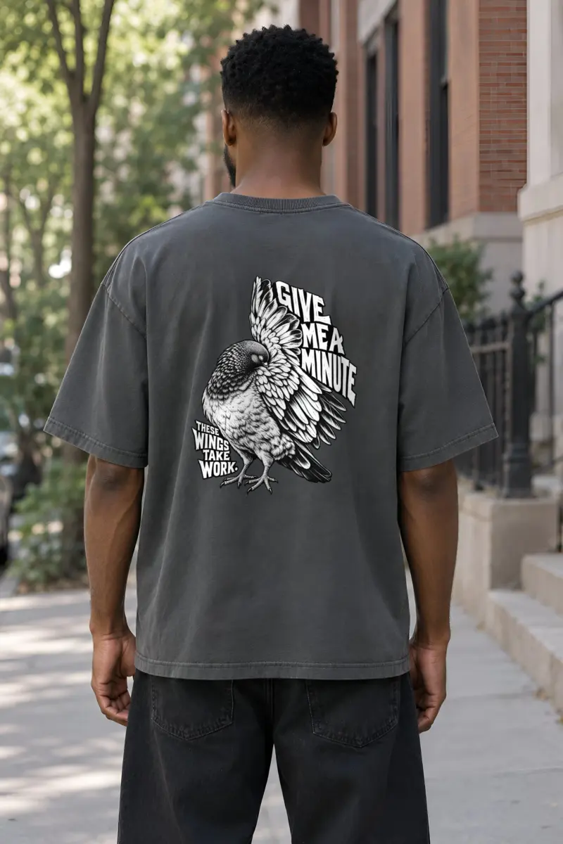 "Give Me A Minute" Unisex Oversized Heavyweight Crewneck T-Shirt
