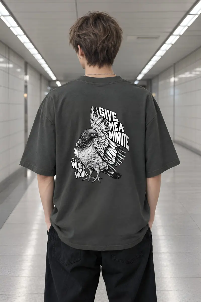 "Give Me A Minute" Men's Oversized Heavyweight Crewneck T-Shirt