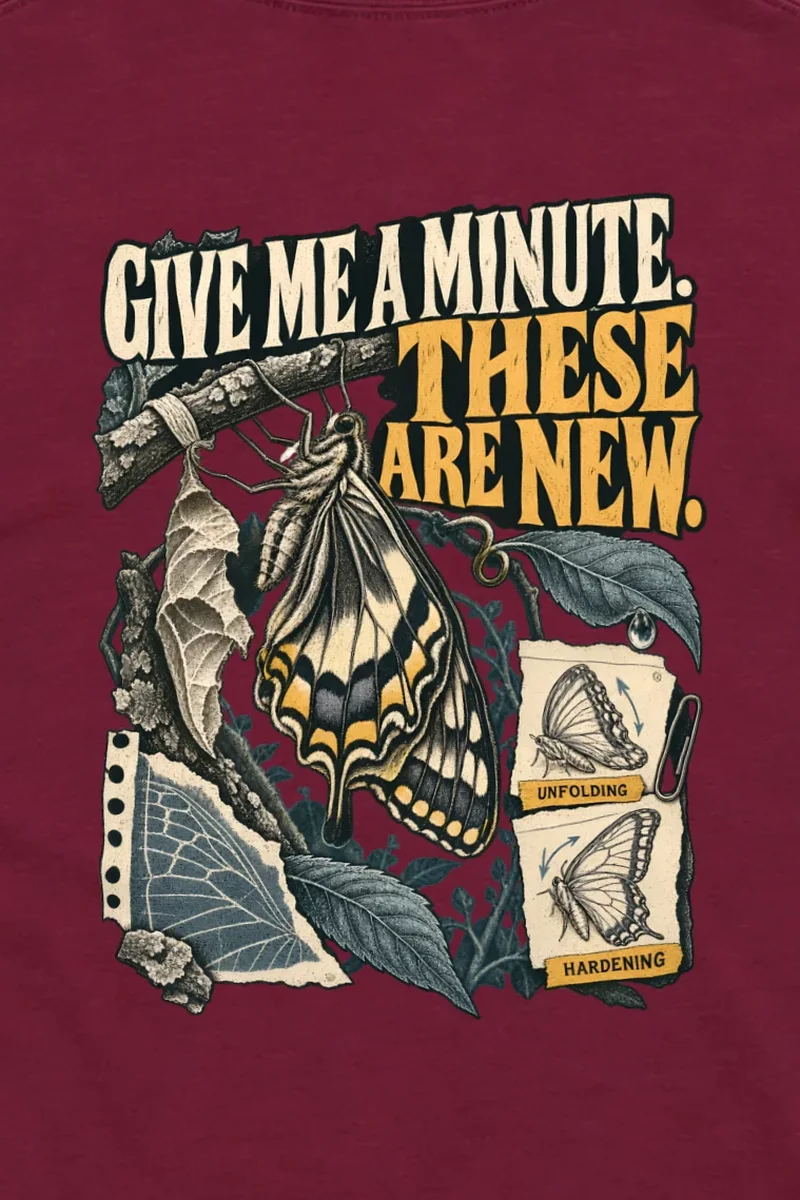 "Give Me a Minute" Unisex Longsleeve T-shirt - the graphic up close