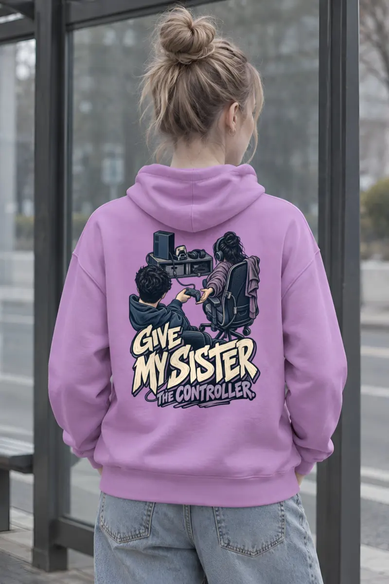 “Give My Sister the Controller” Heavy Blend Unisex Pullover Hoodie