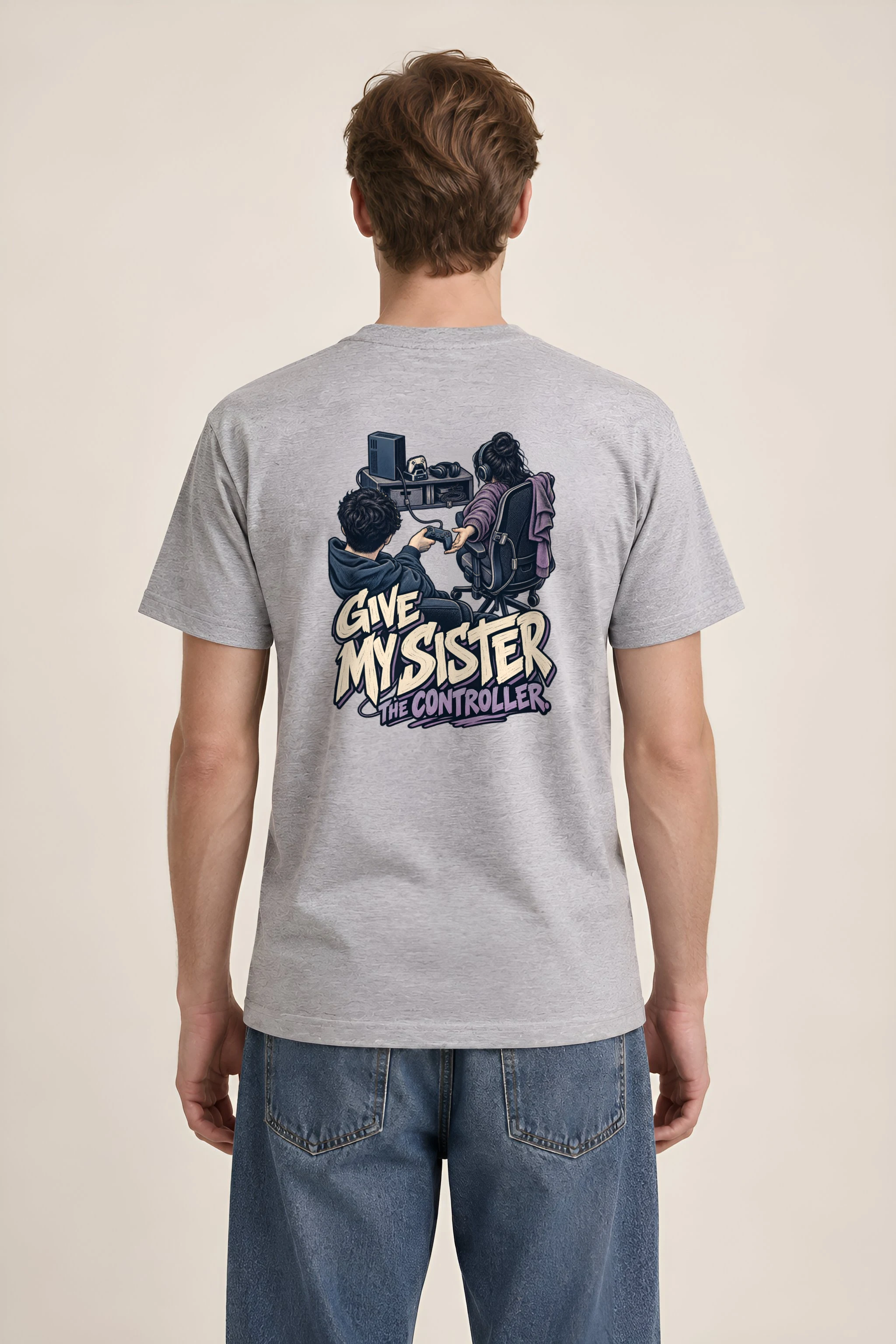 "Give My Sister the Controller" Heavyweight Unisex Crewneck T-shirt