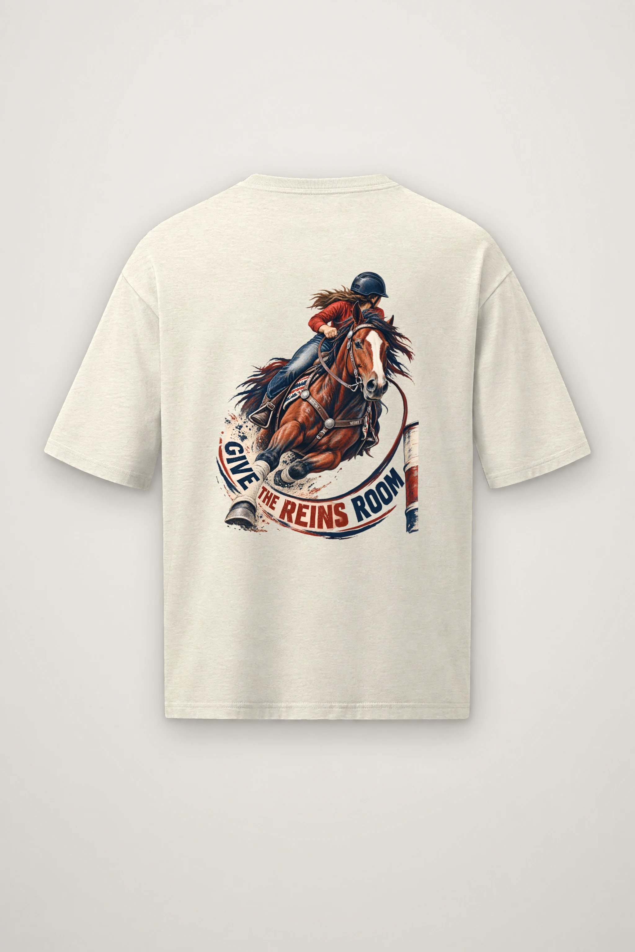 "Give the Reins Room" Men's Oversized Heavyweight Crewneck T-Shirt