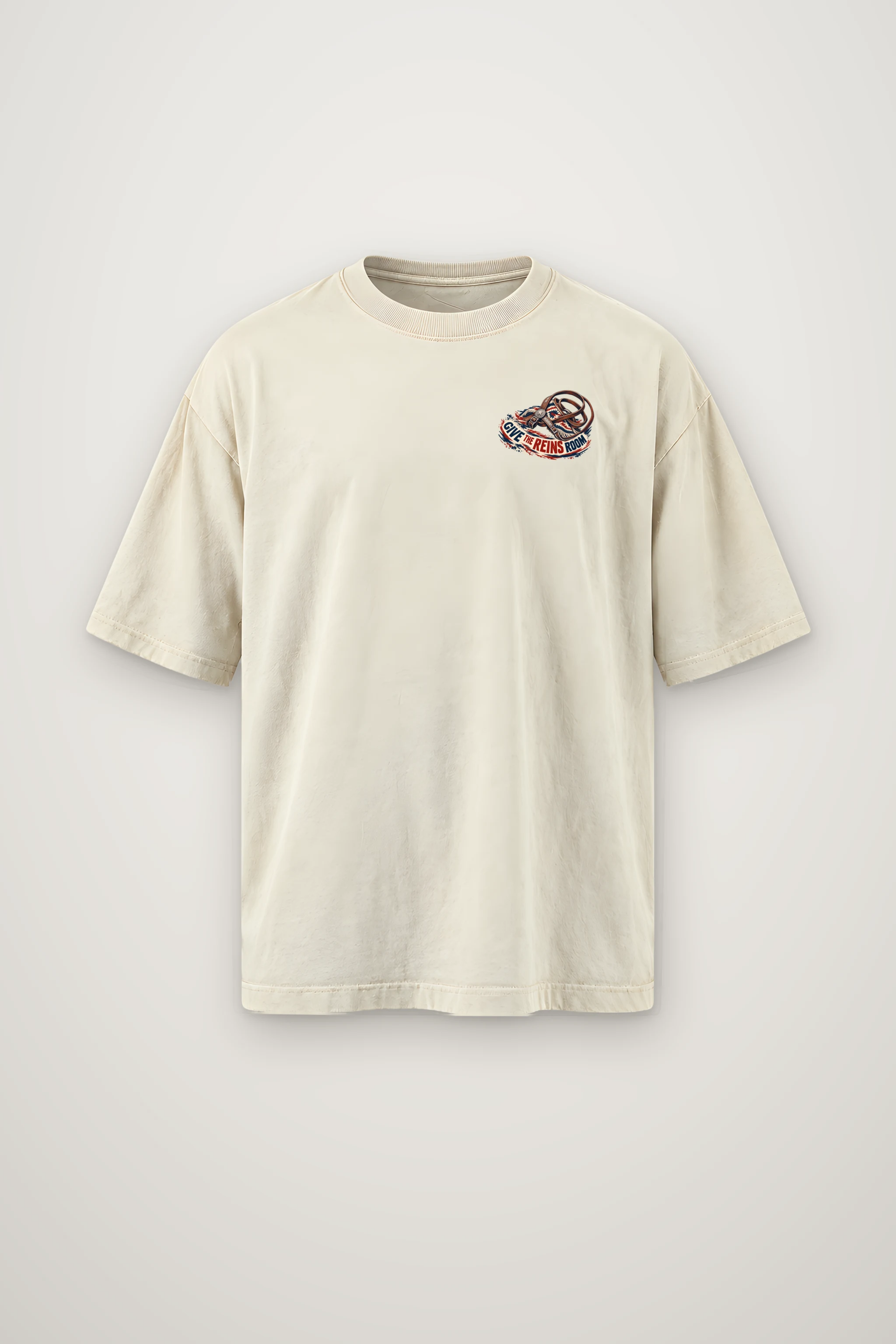 "Give the Reins Room" Men's Oversized Heavyweight Crewneck T-Shirt