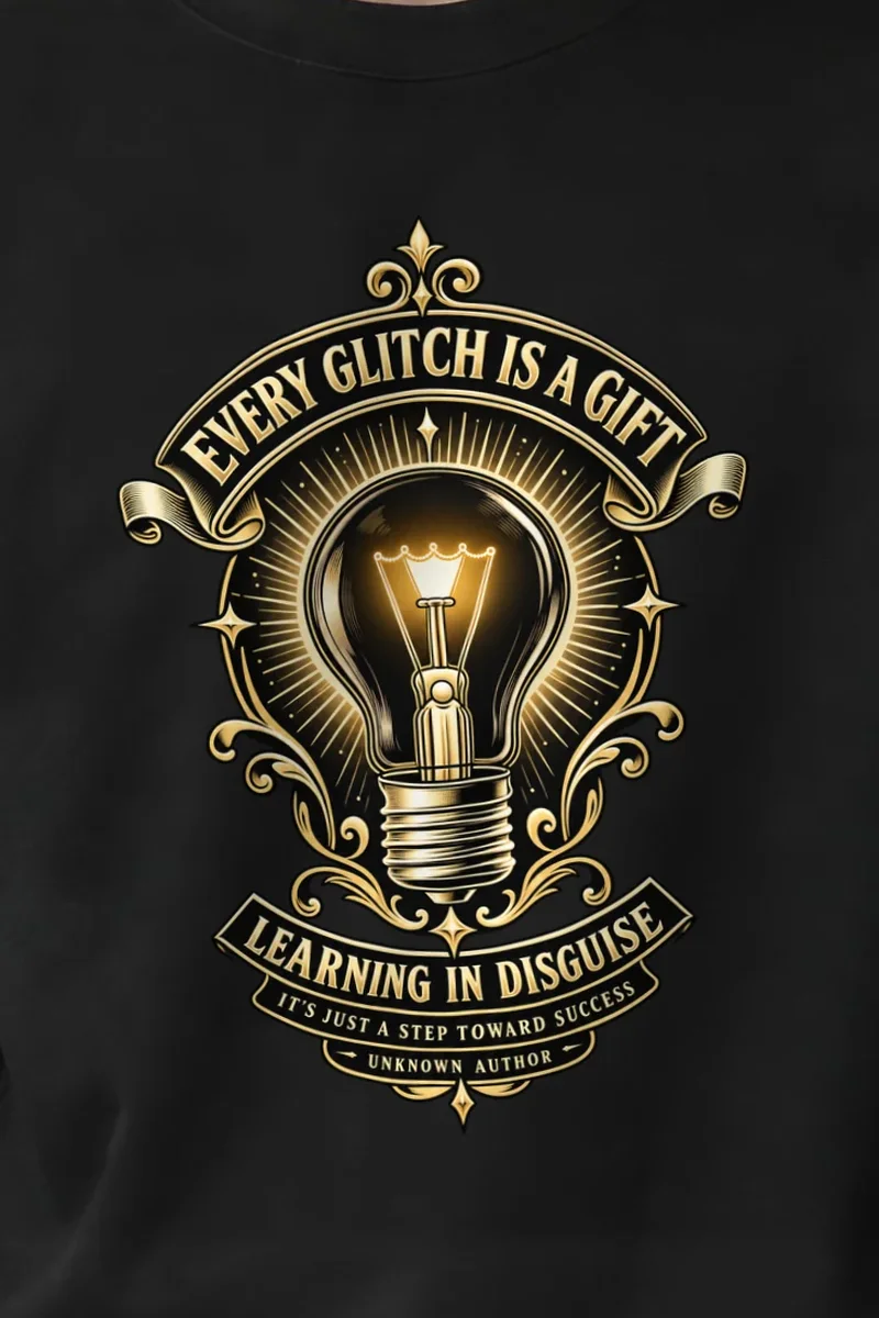 "Glitch Is A Gift" 1 Crewneck Sweatshirt - the graphic up close