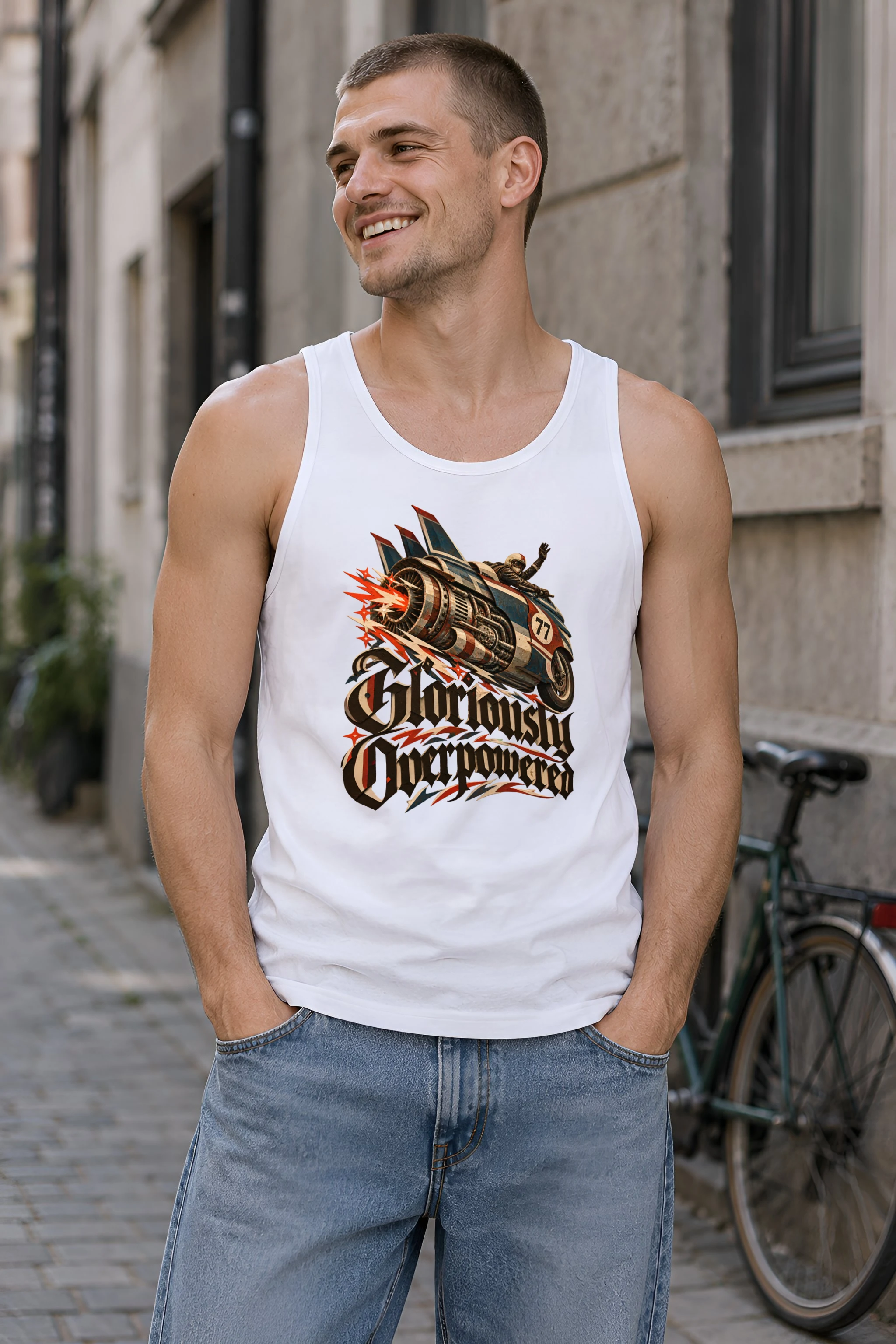 "Gloriously Overpowered" Unisex Jersey Tank