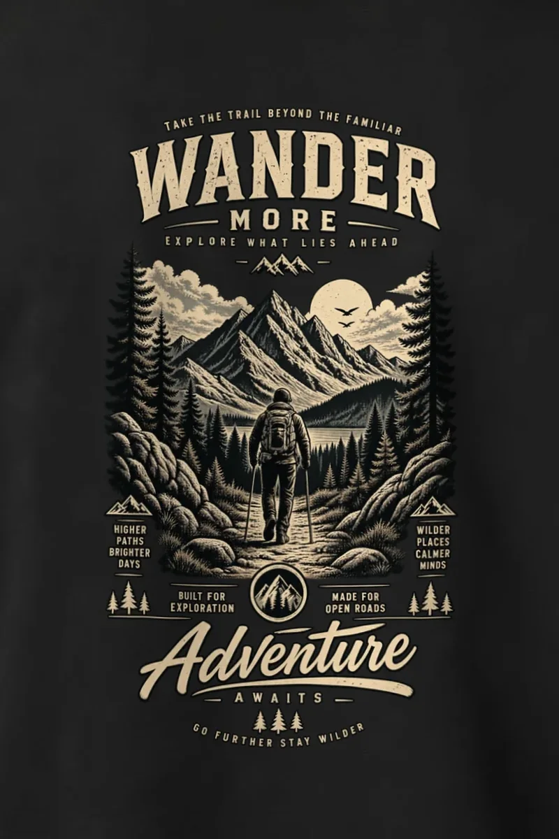 "Go Further Stay Wilder" 1 Crewneck Sweatshirt - the graphic up close