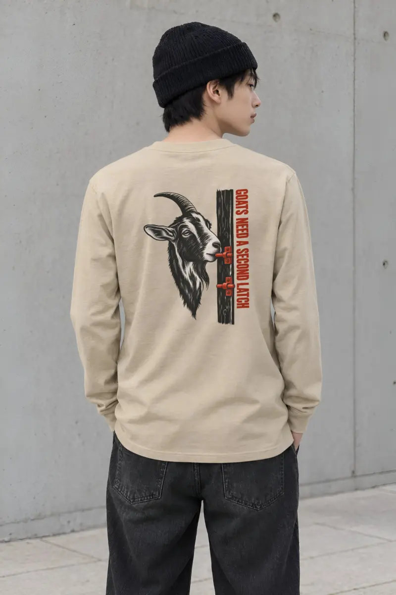 “Goats Need A Second Latch” Unisex Longsleeve T-shirt