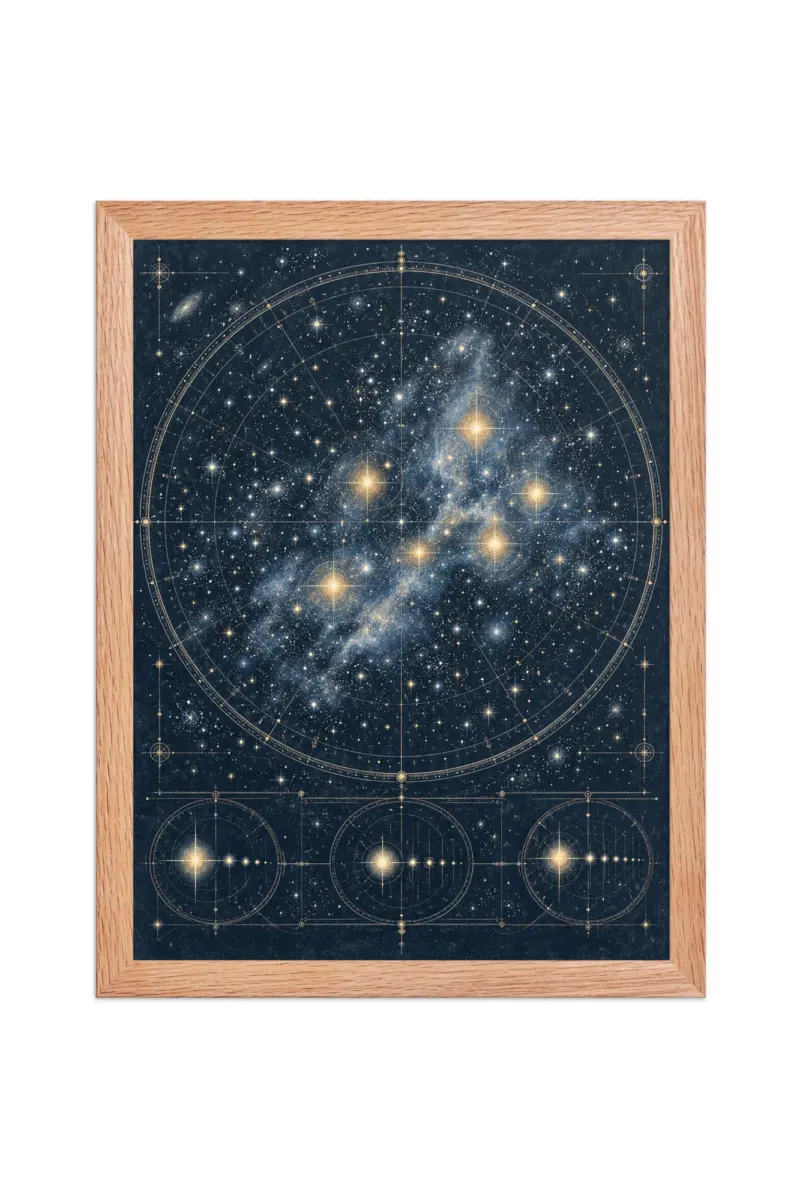 “Gold Celestial Star Chart” Premium Wooden Framed Poster