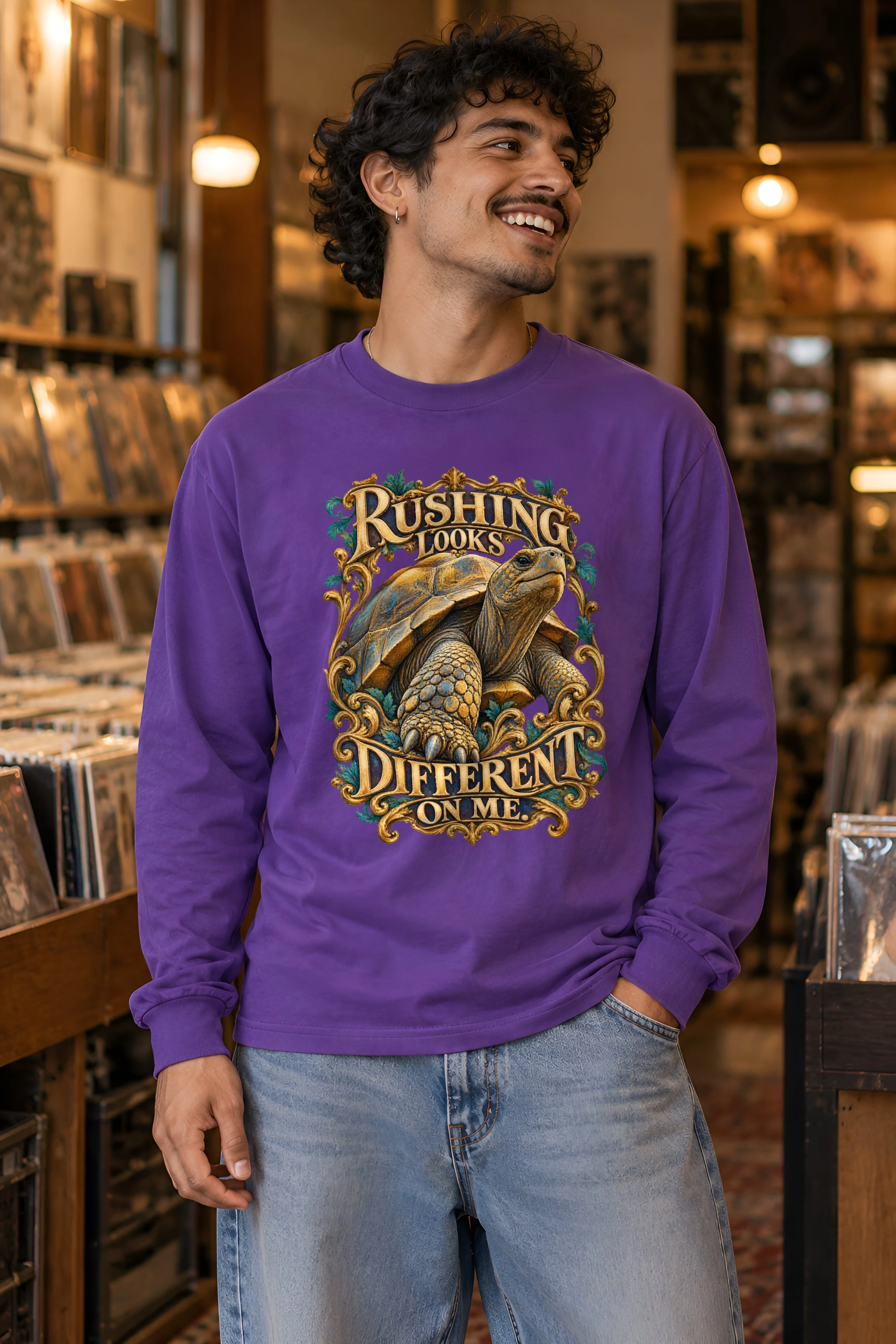 "Gold Scrollwork Tortoise" Unisex Longsleeve T-shirt