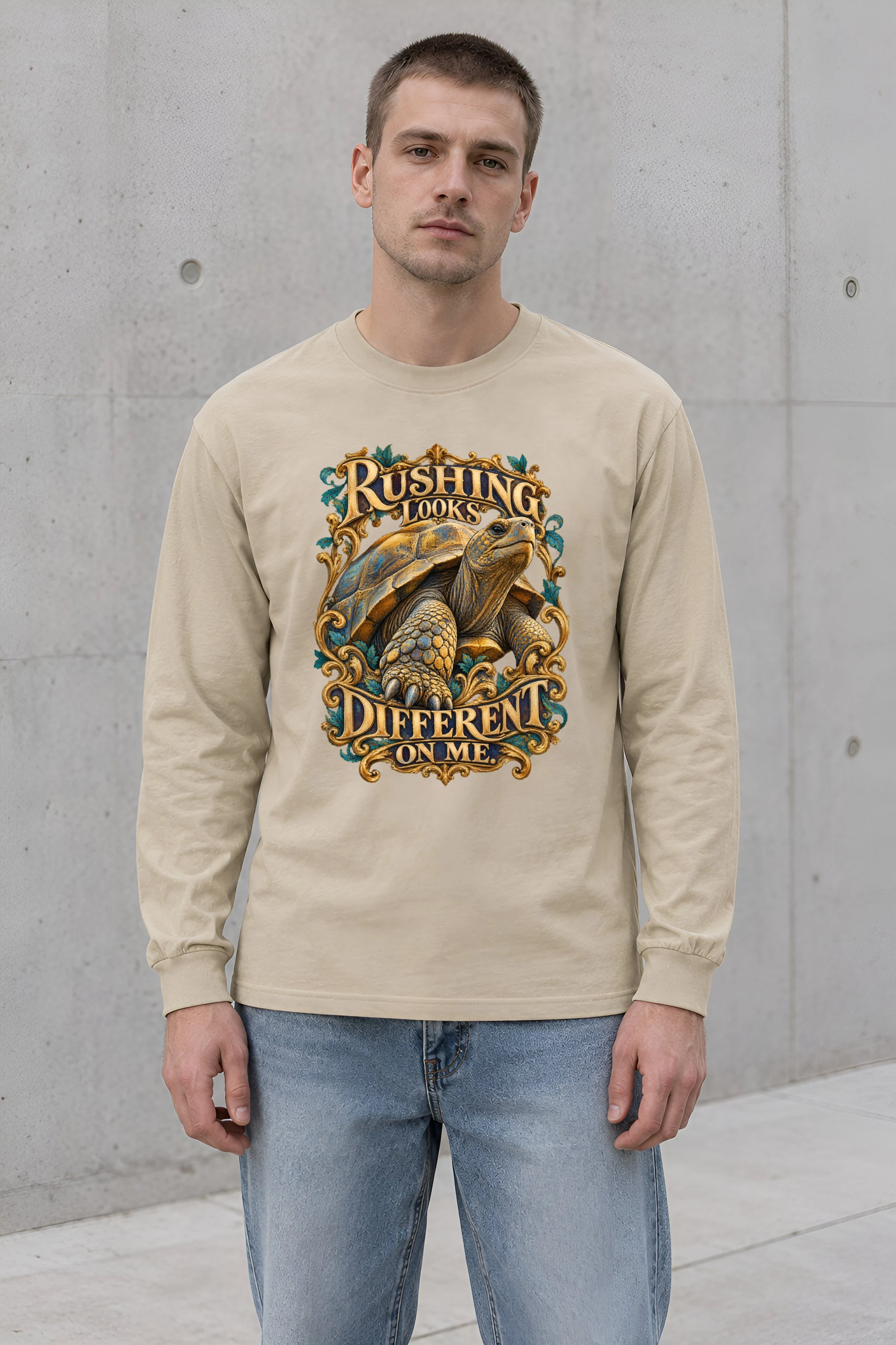 "Gold Scrollwork Tortoise" Unisex Longsleeve T-shirt