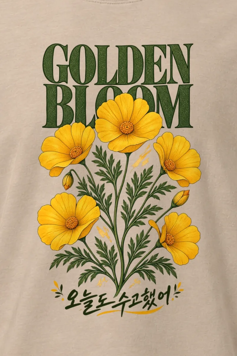"Golden Bloom" Heavyweight Unisex Crewneck T-shirt