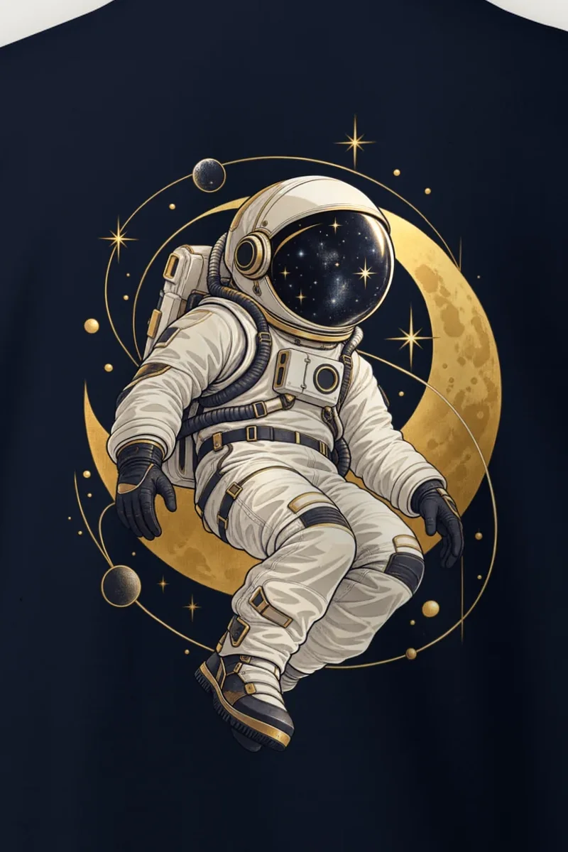 "Golden Moon Astronaut" Heavy Blend Unisex Crewneck Sweatshirt