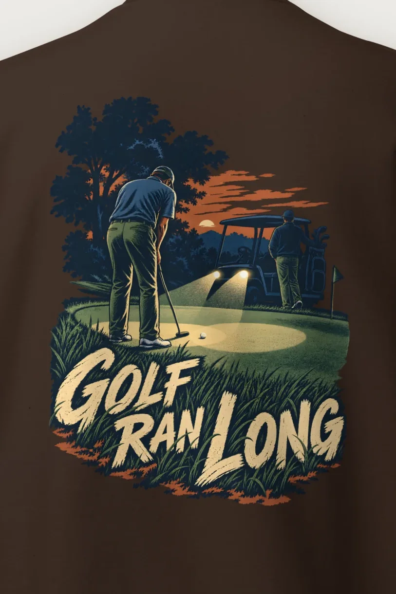 "Golf Ran Long" Heavy Blend Unisex Crewneck Sweatshirt - the graphic up close