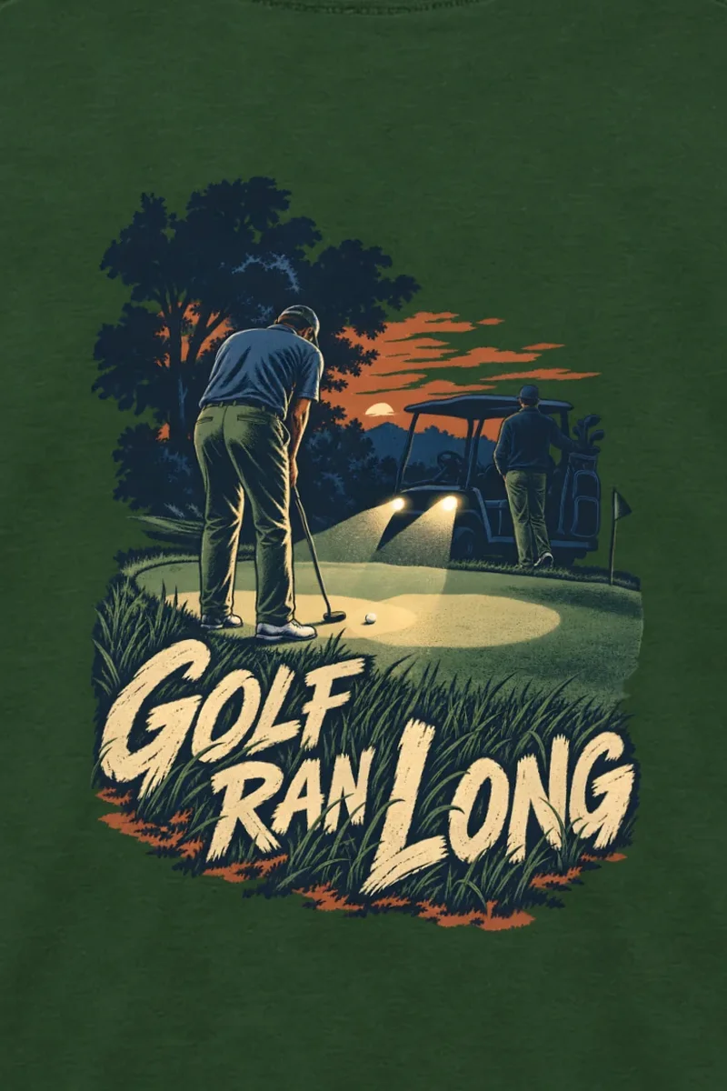 "Golf Ran Long" Unisex Longsleeve T-shirt - the graphic up close