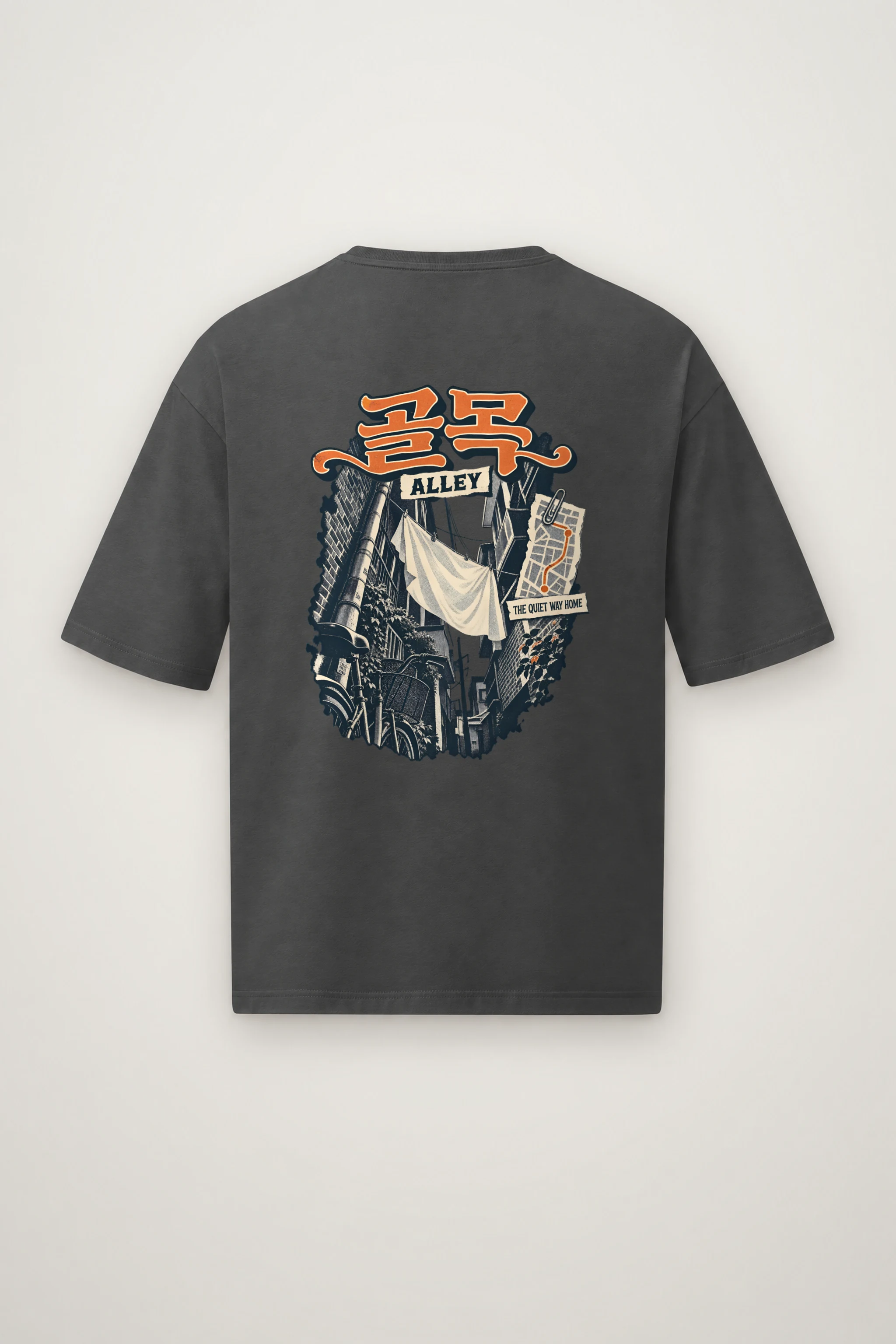 "Golmok Alley Quiet Way Home" Men's Oversized Heavyweight Crewneck T-Shirt