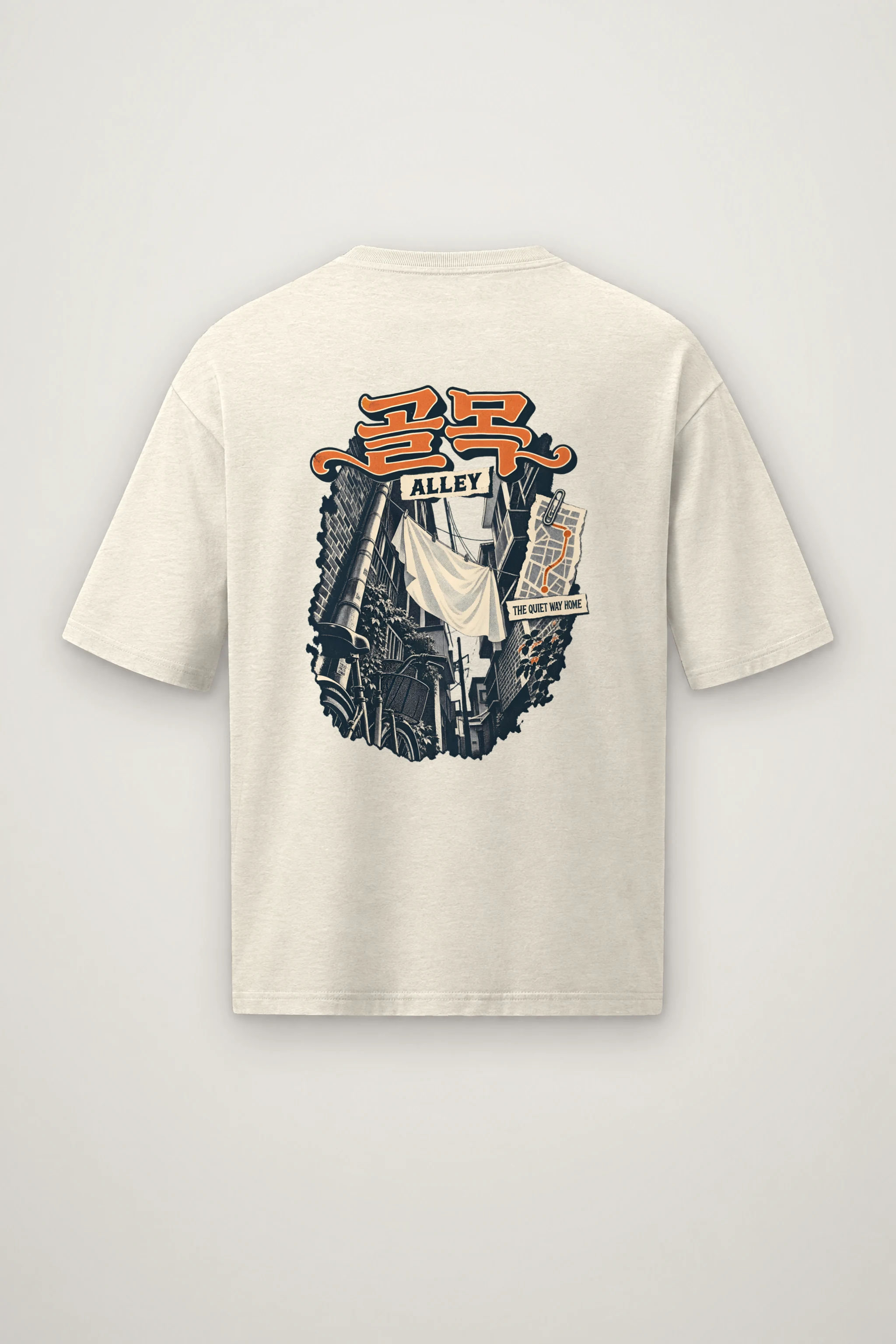 "Golmok Alley Quiet Way Home" Men's Oversized Heavyweight Crewneck T-Shirt