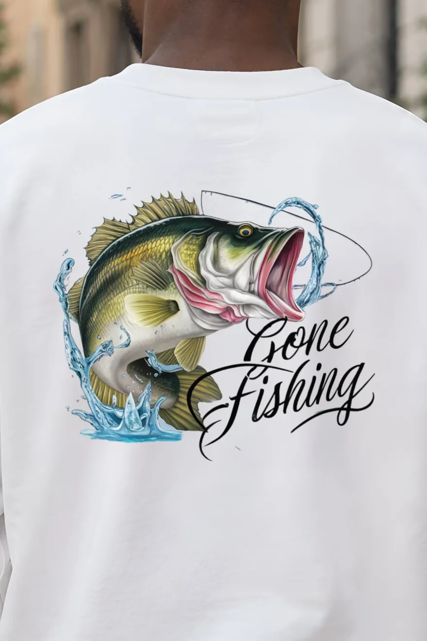 "Gone Fishing" 1 Crewneck Sweatshirt - the graphic up close