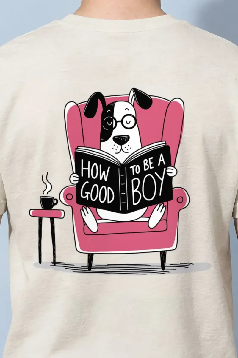 "Good Boy Reading" Heavyweight Unisex Crewneck T-shirt