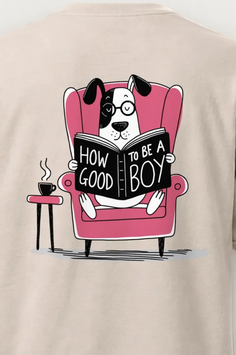 "Good Boy Reading" Heavyweight Unisex Crewneck T-shirt