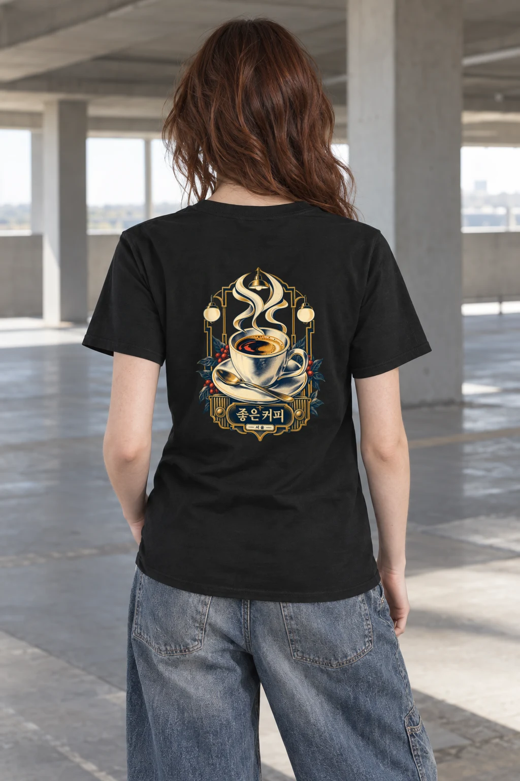 "Good Coffee Seoul" Heavyweight Unisex Crewneck T-shirt