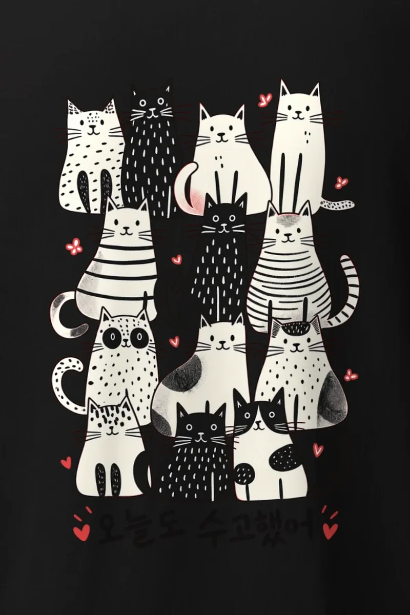 "Good Job Cat Stack" Heavyweight Unisex Crewneck T-shirt