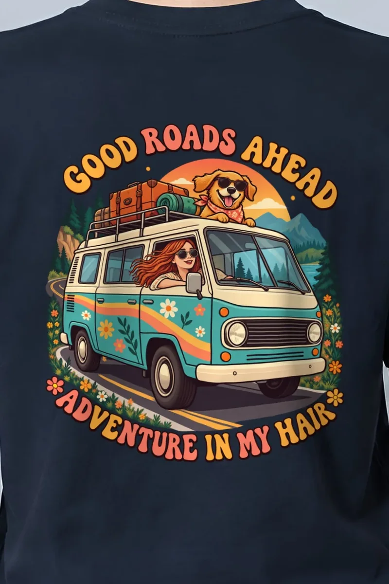"Good Roads Ahead" Heavyweight Unisex Crewneck T-shirt
