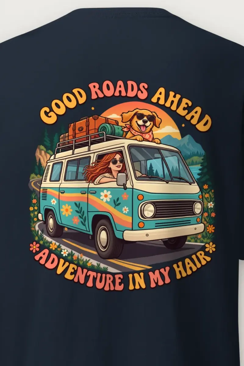"Good Roads Ahead" Heavyweight Unisex Crewneck T-shirt