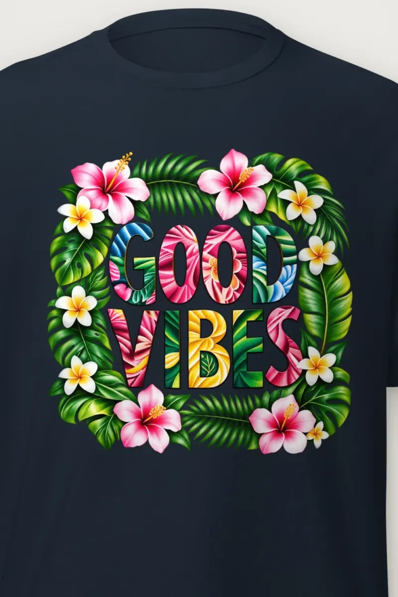 "Good Vibes Blooms" Heavyweight Unisex Crewneck T-shirt