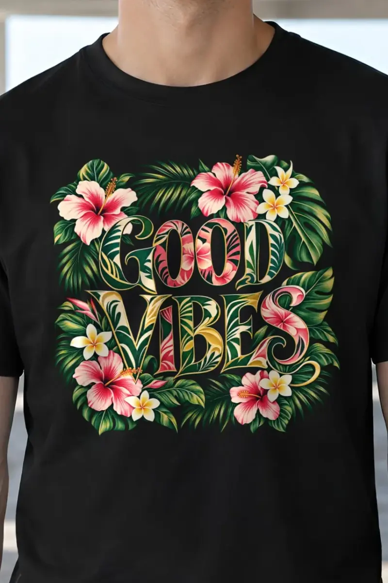"Good Vibes Botanicals" Heavyweight Unisex Crewneck T-shirt