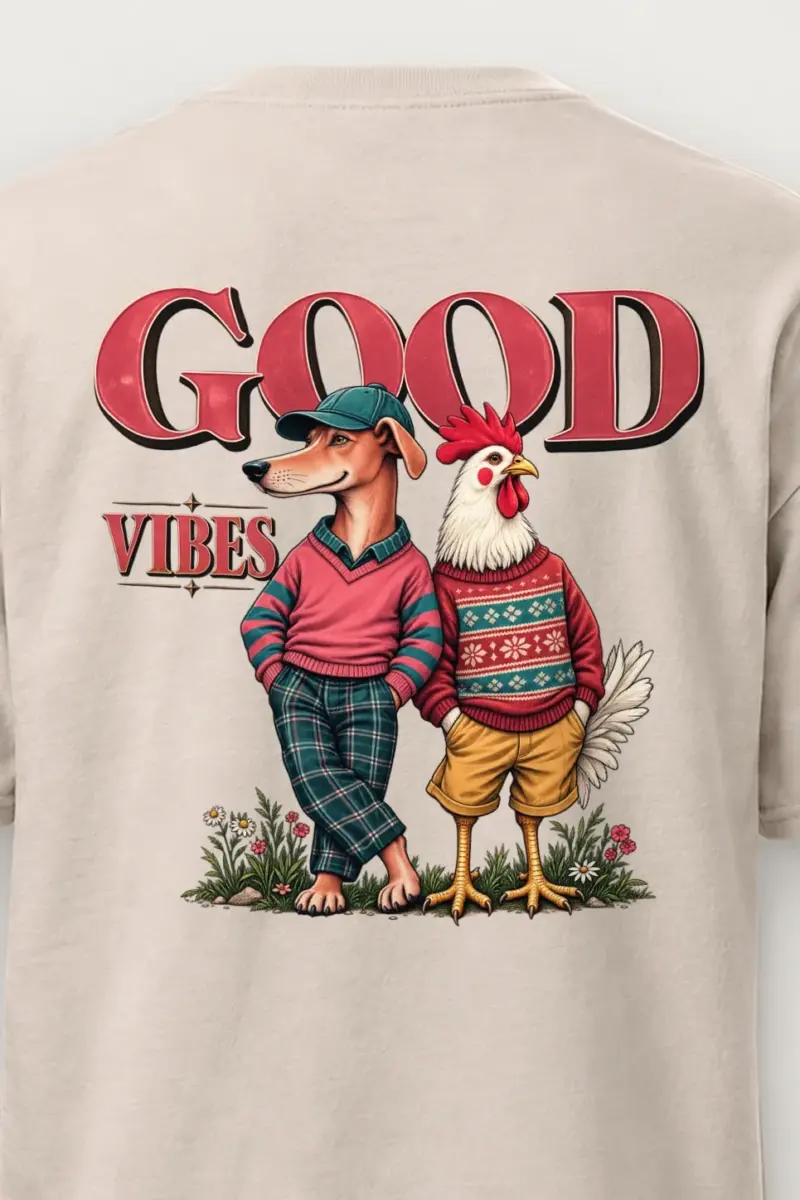 "Good Vibes Duo" Heavyweight Unisex Crewneck T-shirt