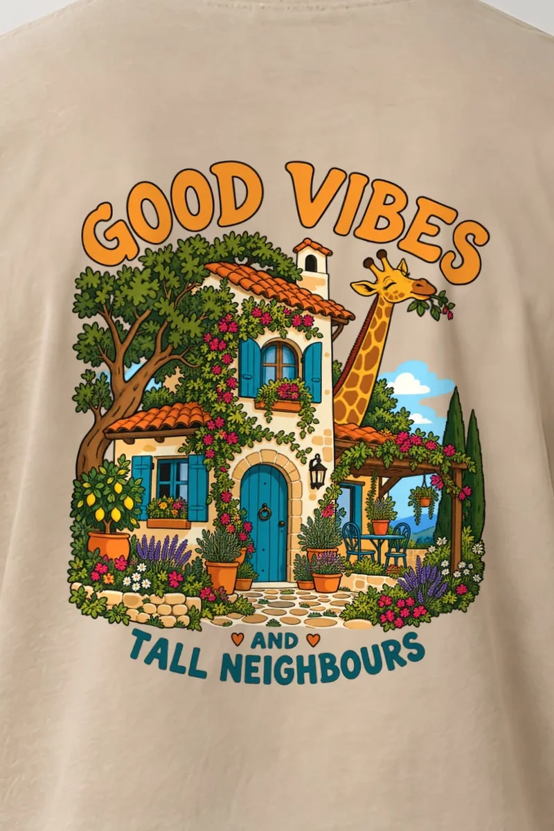 "Good Vibes Tall Neighbours" Heavyweight Unisex Crewneck T-shirt