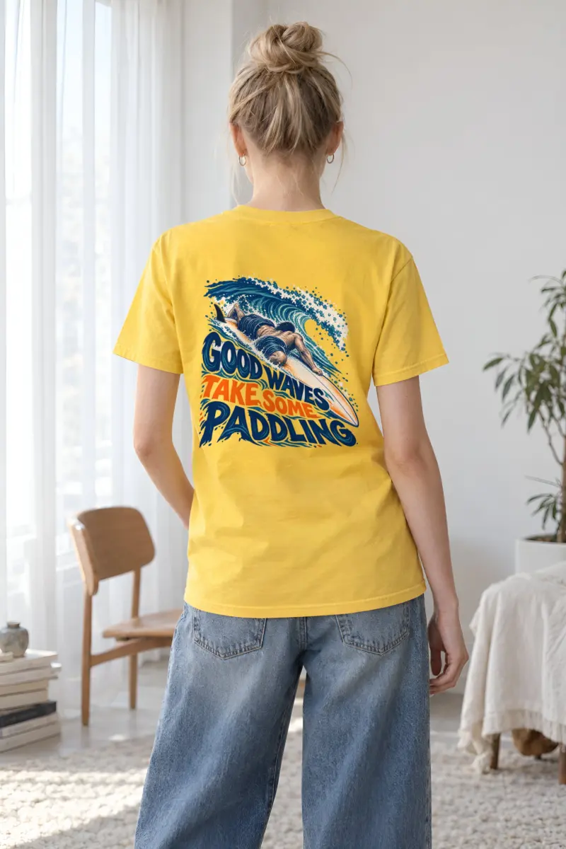 “Good Waves Take Some Paddling” Heavyweight Unisex Crewneck T-shirt