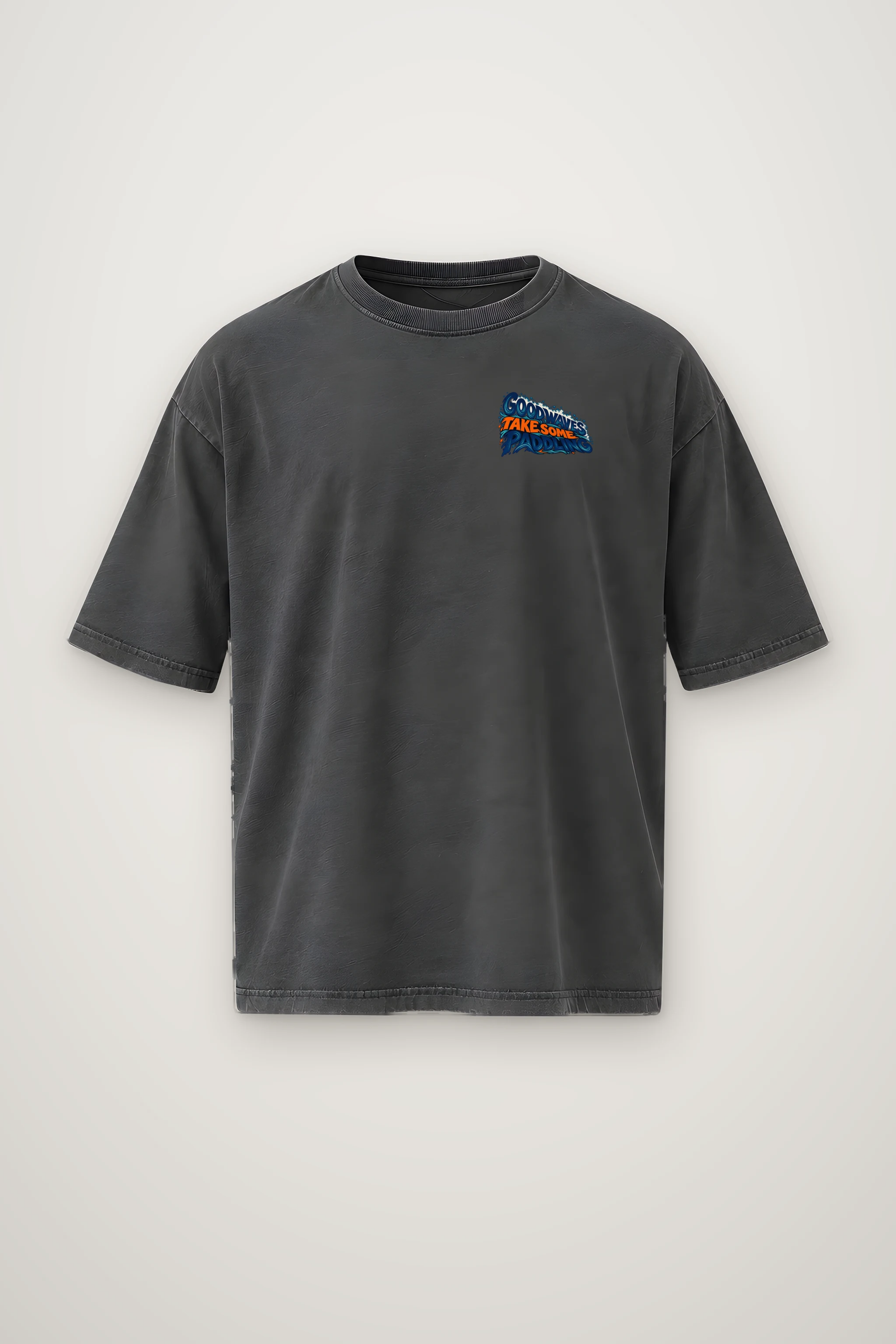 "Good Waves Take Some Paddling" Men's Oversized Heavyweight Crewneck T-Shirt